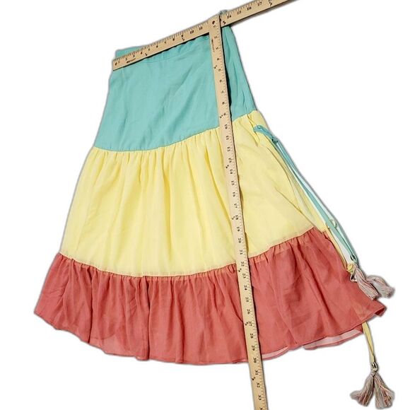 Chicwish M Skirt Love Me More Light Multicolor Block Color Midi Tiered - Picture 2 of 6